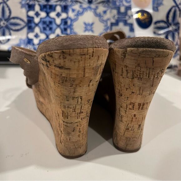 UGG Marta Strappy Cork Wedge Slide Chesnut Sandals Size 12  Suede Weave Open Toe - Picture 4 of 7